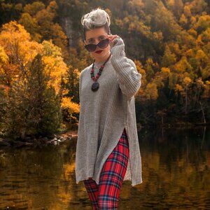 Oversized Grey Slit Side Sweater